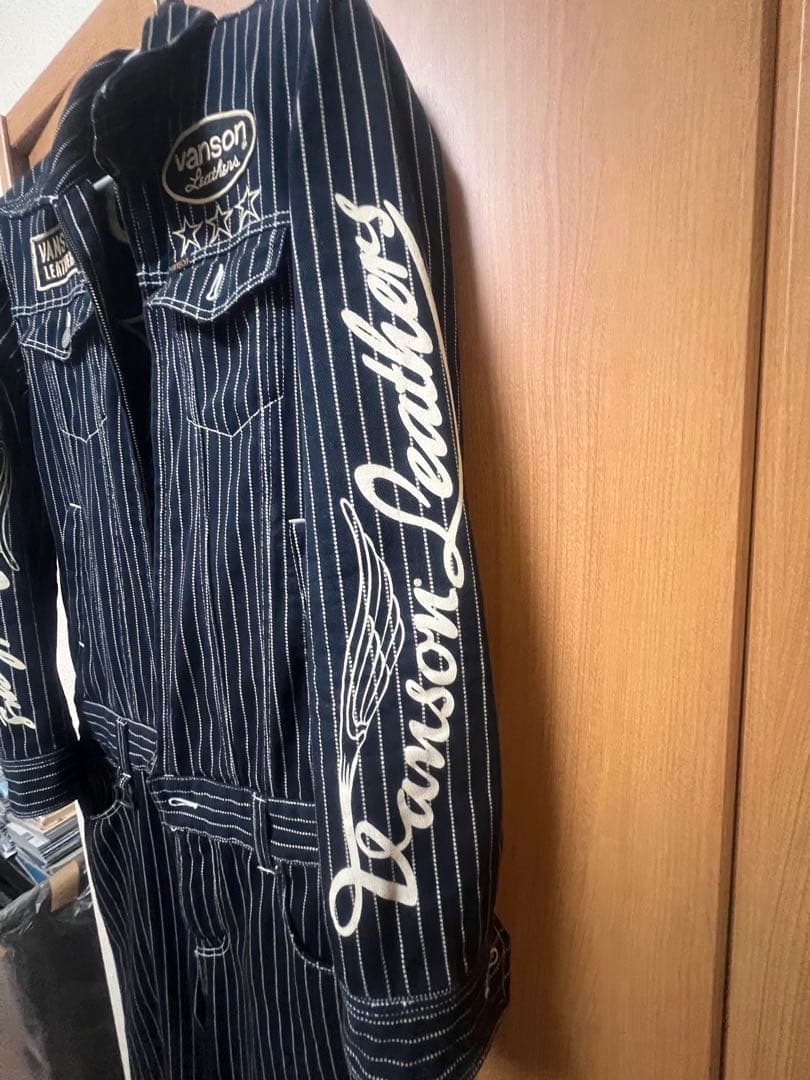 VANSON ウォバッシュストライプオーバーオール Mサイズ