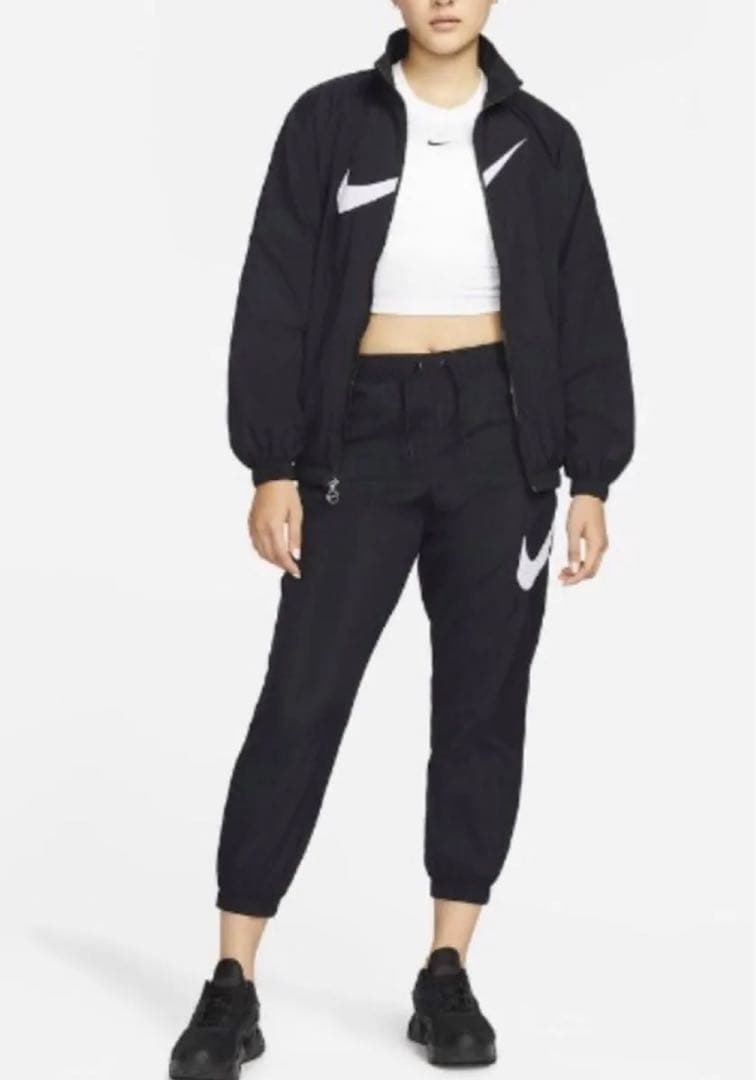 ナイキ　レディース　ウィンドブレーカー　上下セットアップ　ブラック　黒　L
