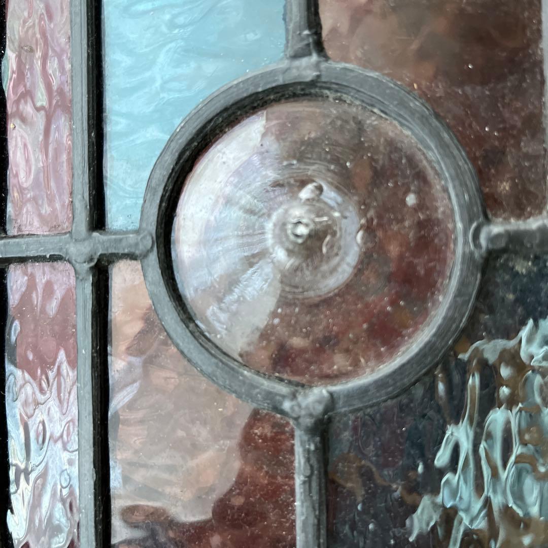 英国アンティーク　ステンドグラスパネル　ヴィクトリアン　木枠仕上げ