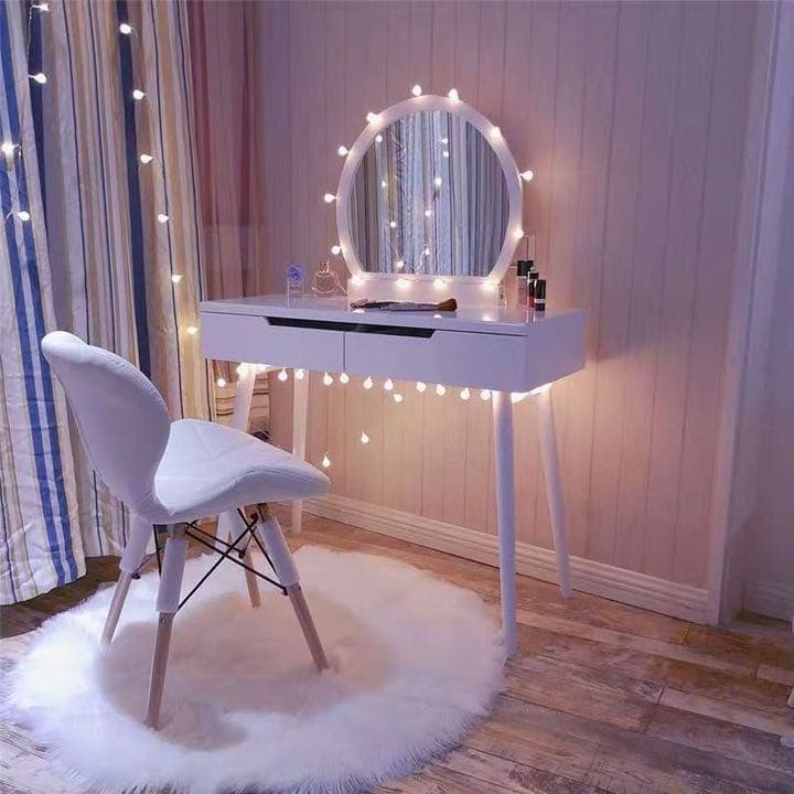 即日発送　北欧風ins話題オシャレドレッサー　コスメデスクスツールセット