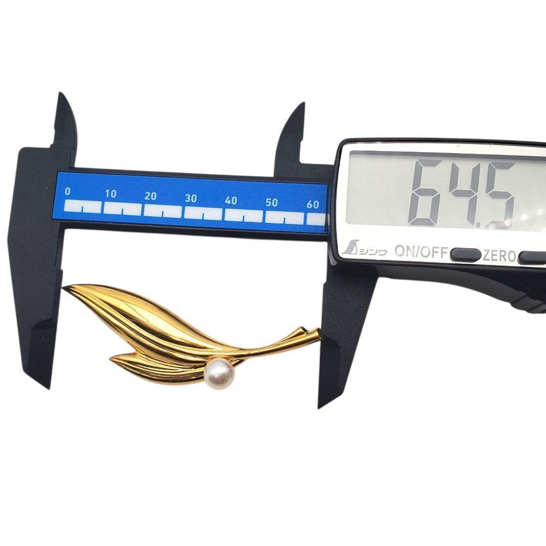 美品 ミキモト パール ブローチ リーフ 葉 7.1mm S刻印 本真珠