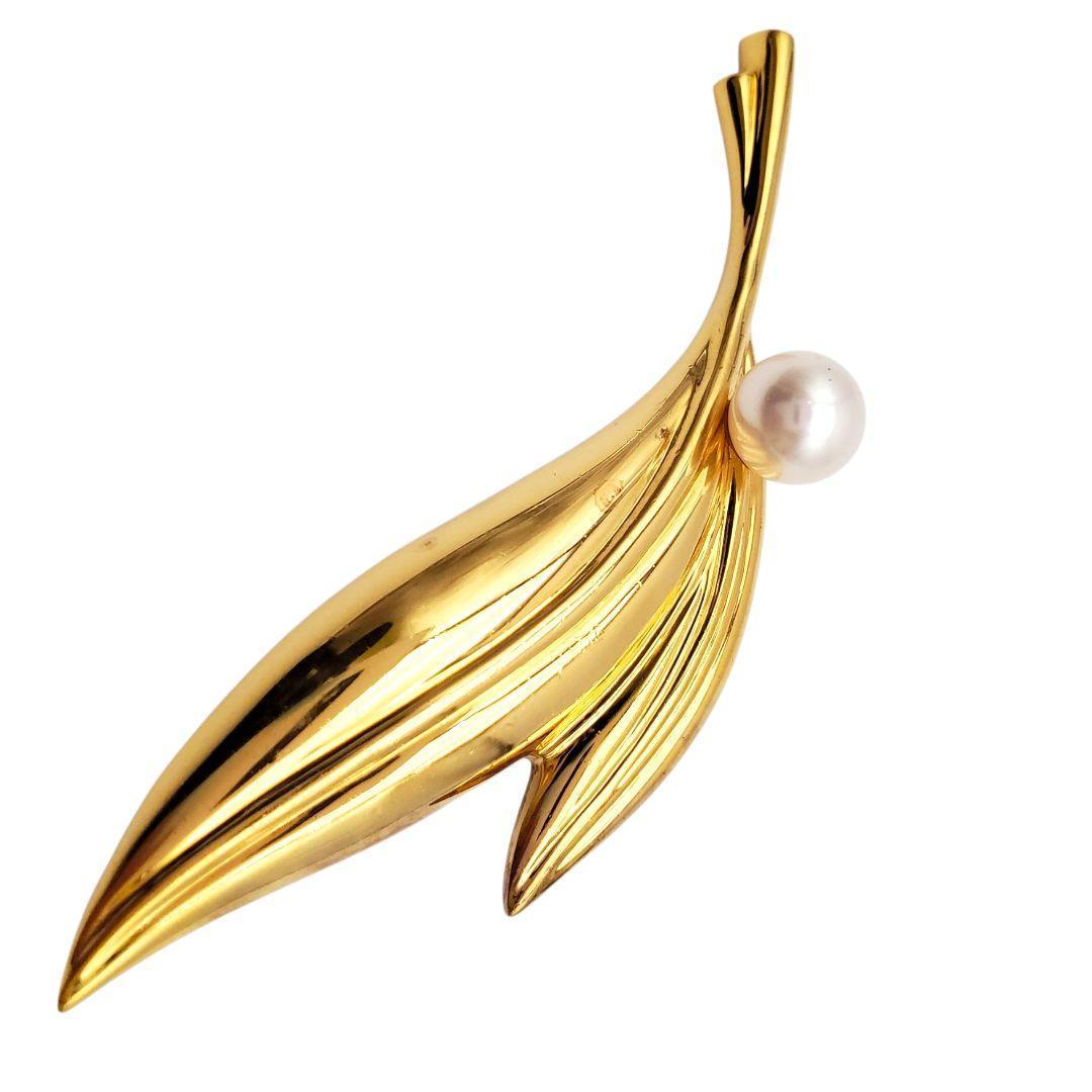 美品 ミキモト パール ブローチ リーフ 葉 7.1mm S刻印 本真珠