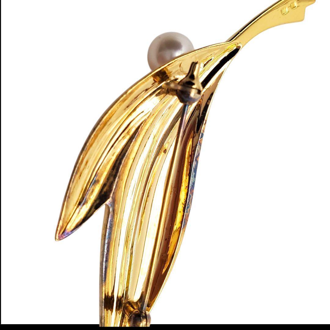 美品 ミキモト パール ブローチ リーフ 葉 7.1mm S刻印 本真珠