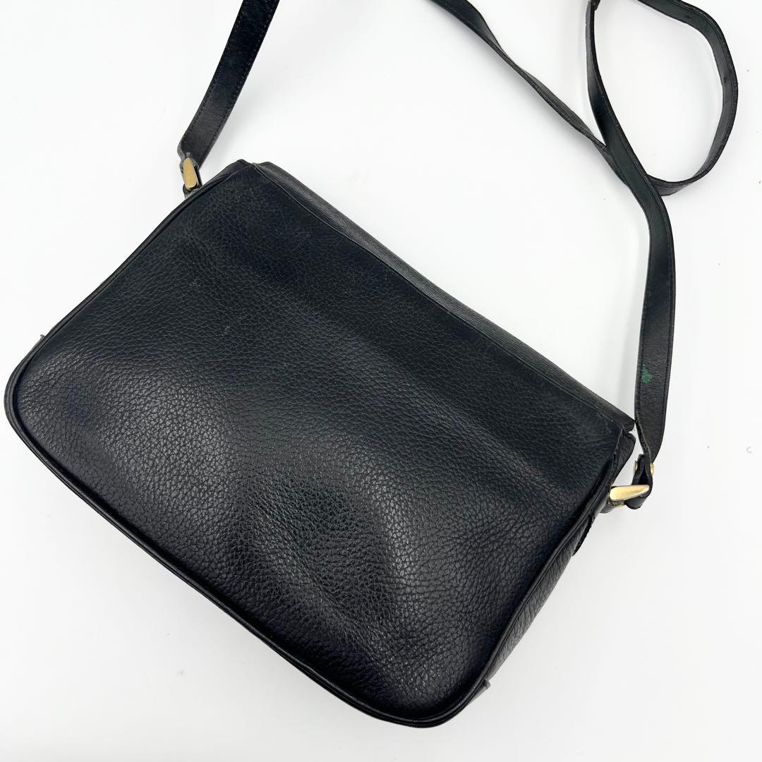 希少✨ バーバリー ショルダーバッグ フラップ ノバチェック レザー 黒 シボ革