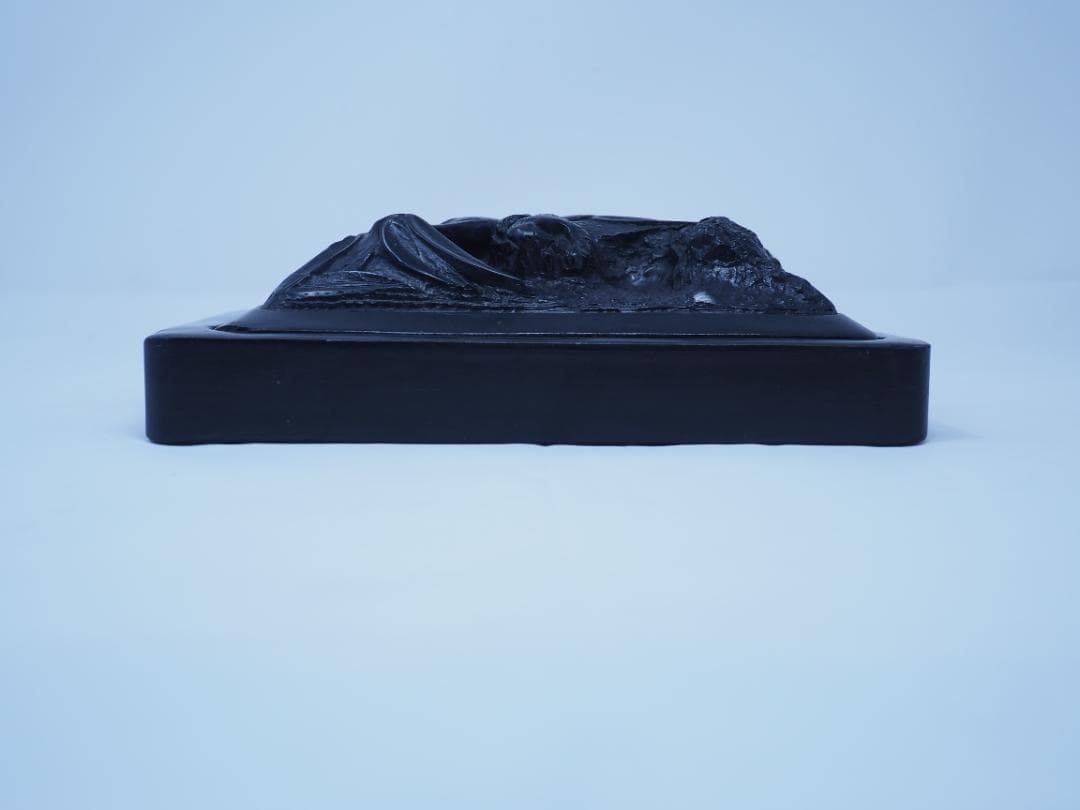 藍浦烏石有蓋長方竹虎硯　すずり　硯　朝鮮産