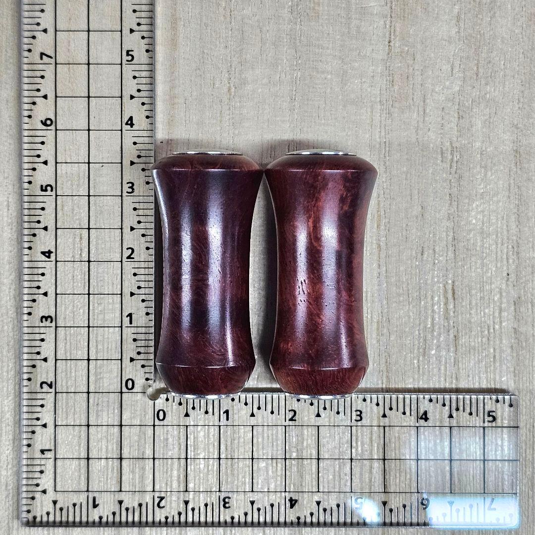「本花梨瘤(特紅)2個セット」手作り木製ウッドハンドルノブ／シマノA、ダイワS