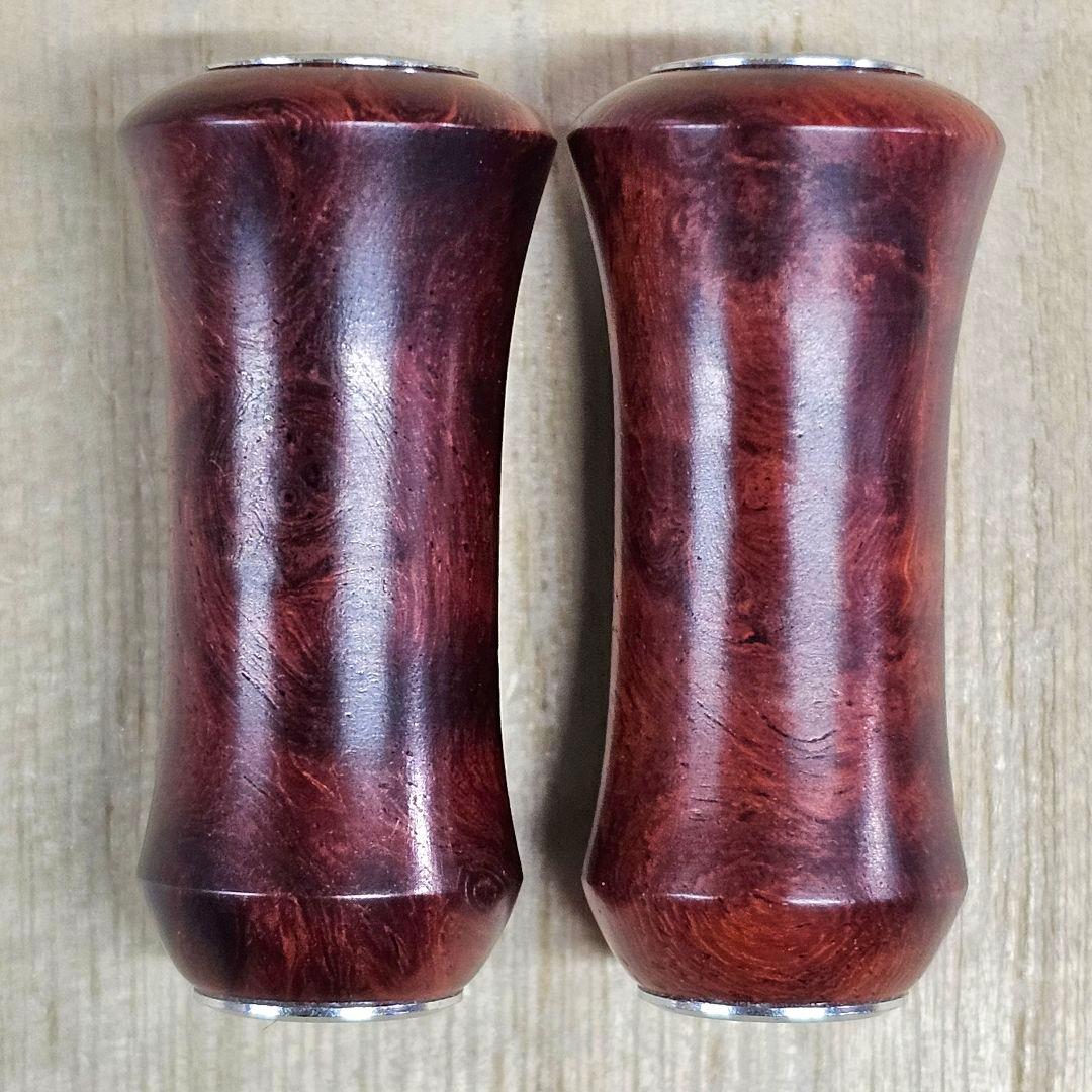 「本花梨瘤(特紅)2個セット」手作り木製ウッドハンドルノブ／シマノA、ダイワS