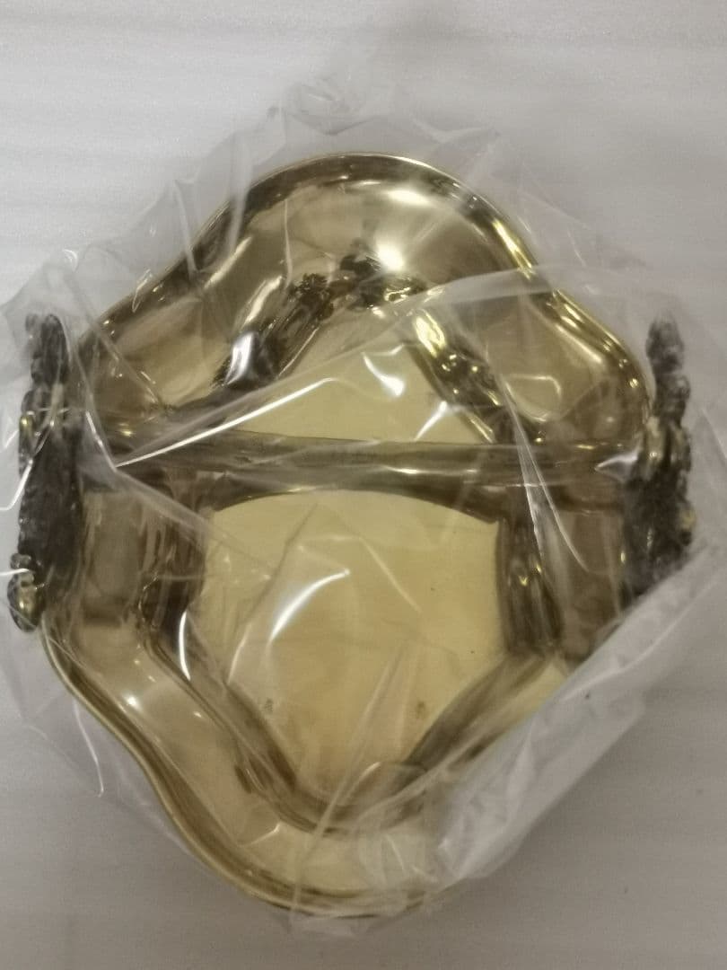 イタリア製 トレー バスケット 小物入れ 真鍮 バラ 薔薇 ゴールド