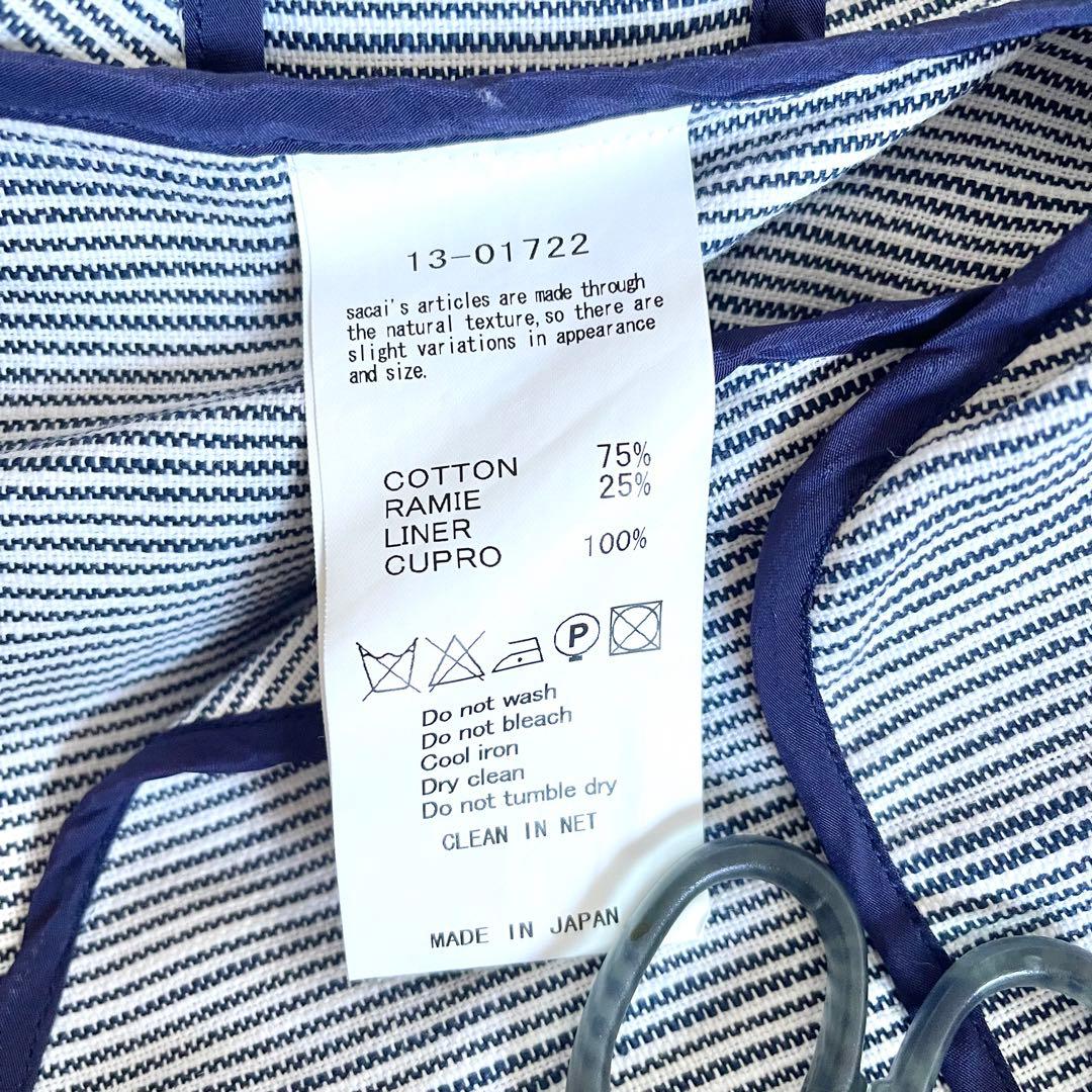 M*n様 美品　サカイ　sacai ストライプ柄　紺　白￼ライダースジャケット