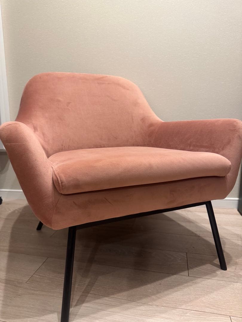 【美品】Francfrancリーヴァ ソファ 1人掛け ピンク ベルベット