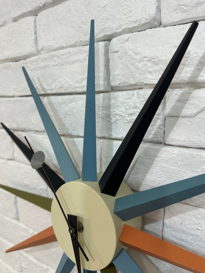 ①⭐️【全国送料無料】ビンテージ　ミッドセンチュリー　サンバースト クロック　時計