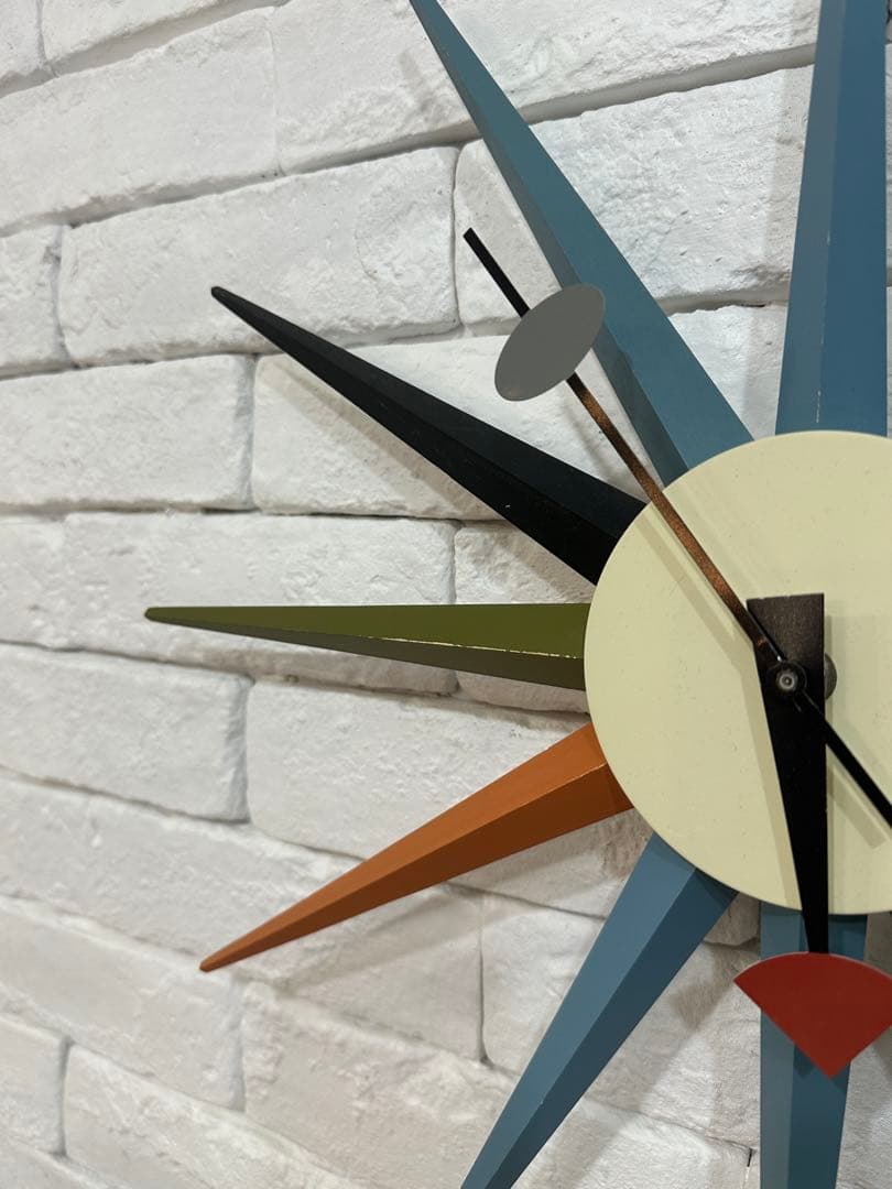 ①⭐️【全国送料無料】ビンテージ　ミッドセンチュリー　サンバースト クロック　時計