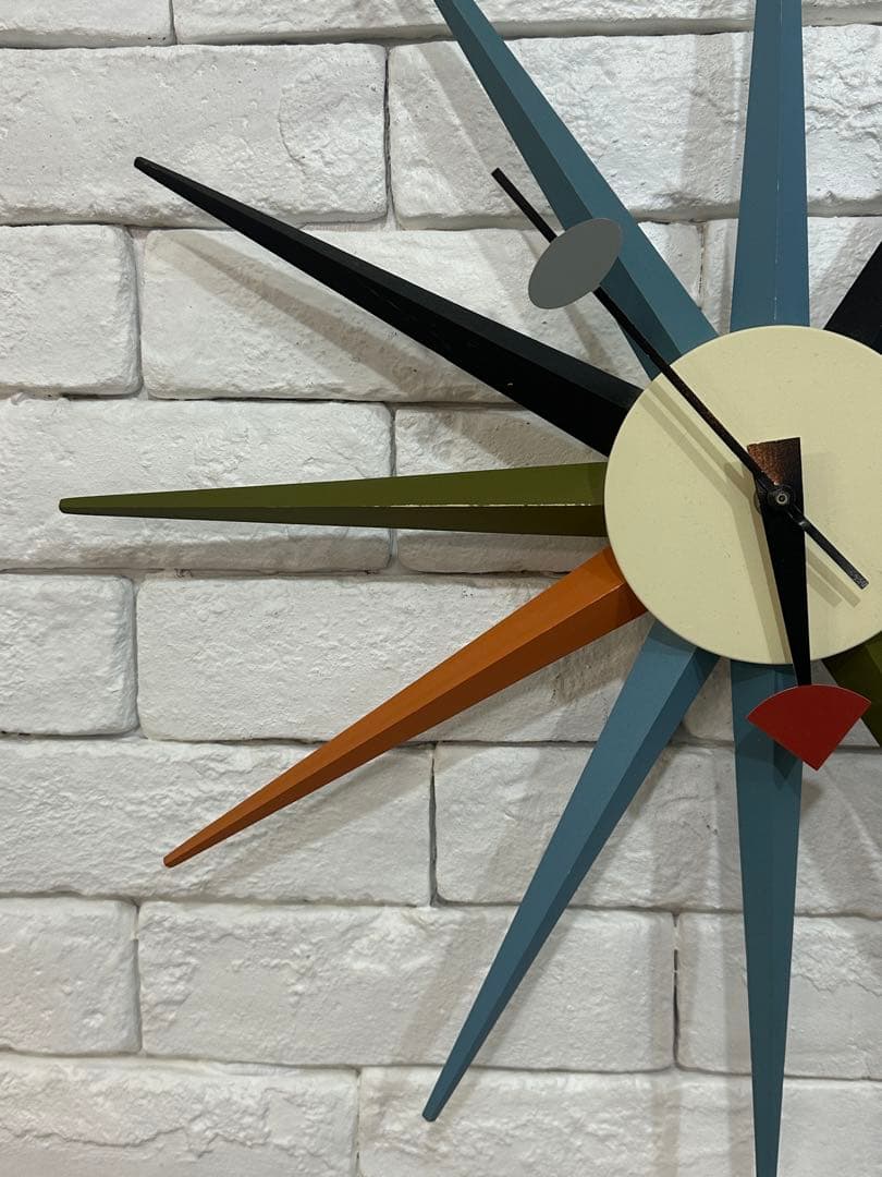 ①⭐️【全国送料無料】ビンテージ　ミッドセンチュリー　サンバースト クロック　時計