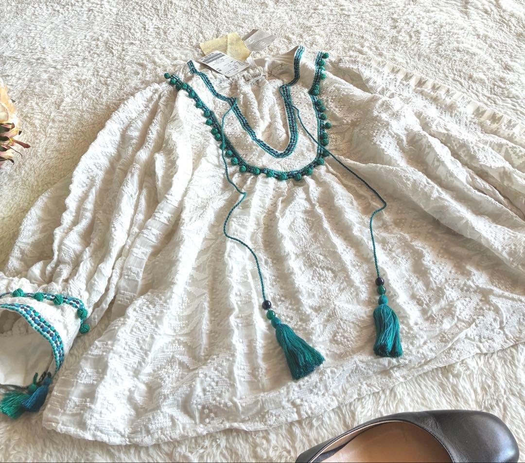 IENA新品インポート極上刺繍ブラウス 定価6.4万 タッセルエンブロイダリー