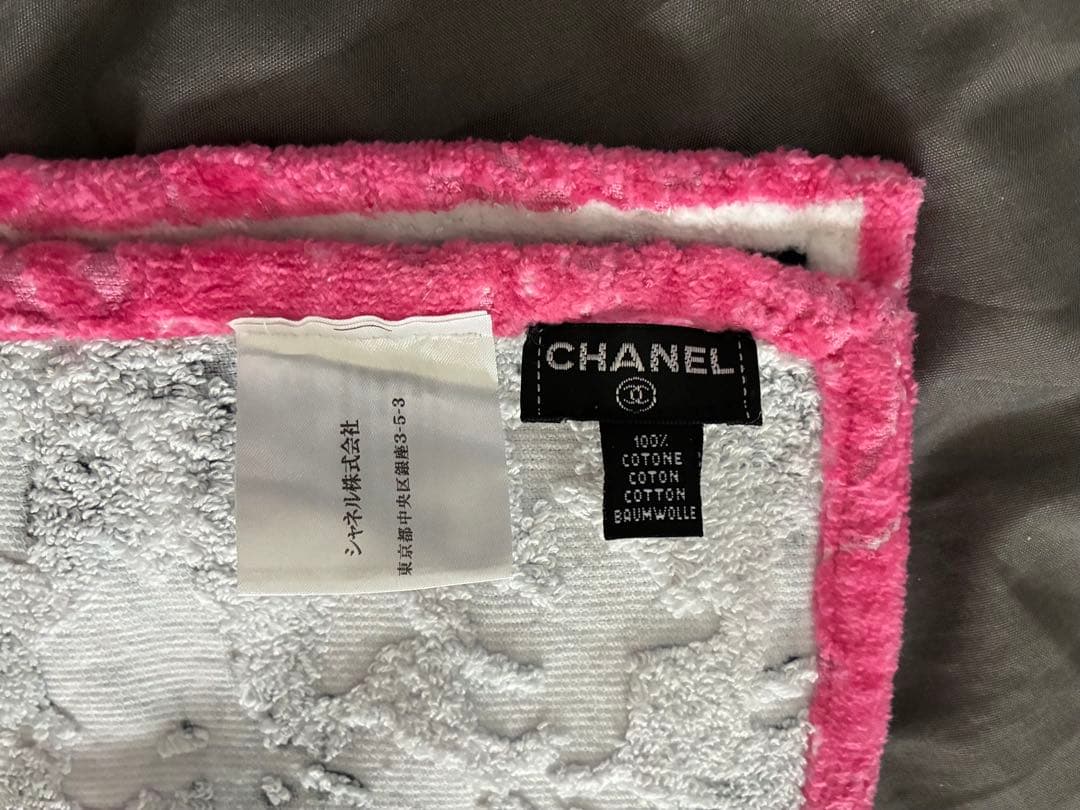 CHANEL ピンク コットンブランケット　タオルケット　CCロゴ