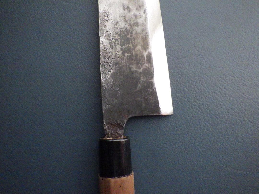 正本★槌目鍛造出刃包丁★㊨片刃研ぎ済み★オールド正本/昭和★