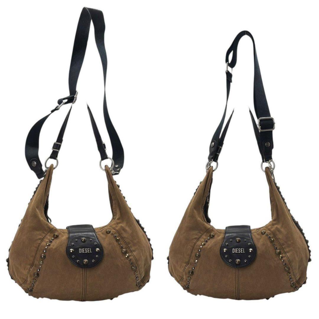DIESEL　ショルダーバッグ 2WAY ワンショルダー ハーフムーン　ブラウン