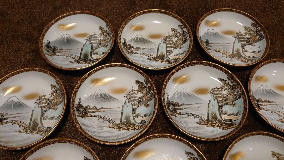 古九谷　九谷焼　明治九谷　金襴手　豆皿　菓子皿　蔵出し　１０客