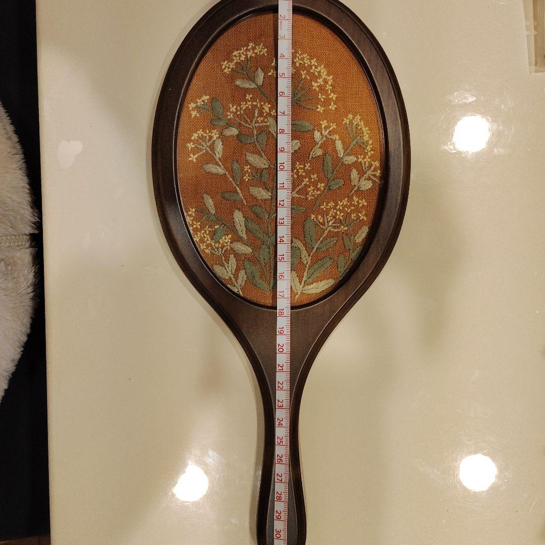 手刺繍 木製ハンドミラー