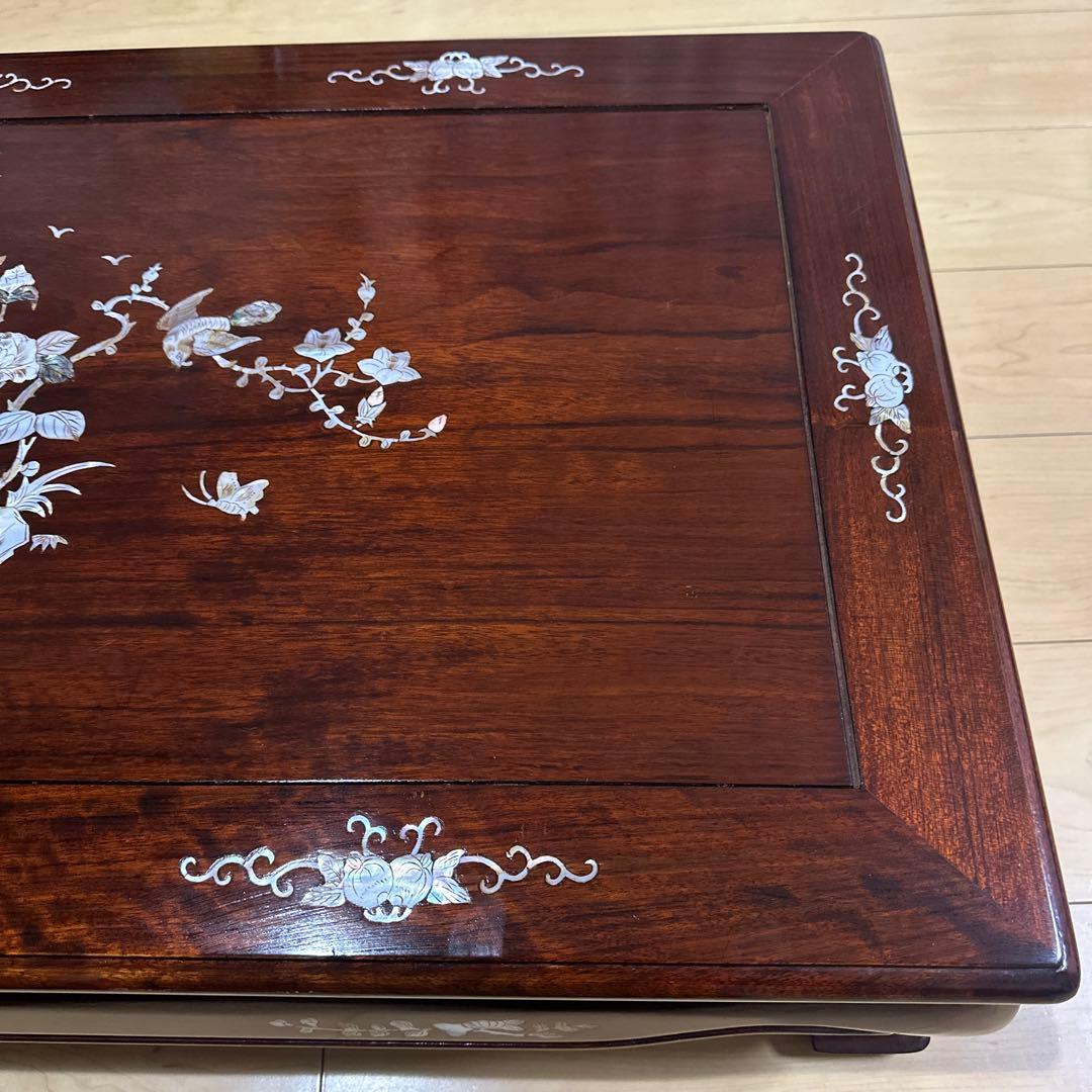 中国美術　唐木　花梨　螺鈿細工　テーブル　9.8キロ