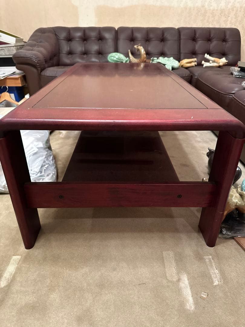 【お値下げ！超美品！たのメル便で発送】カリモク　木製ダークブラウン座卓 収納付き