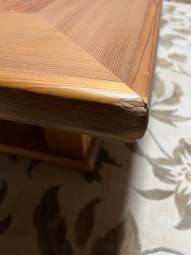 国産屋久杉長方形テーブル　装飾脚部付き　エクセルヒューマン