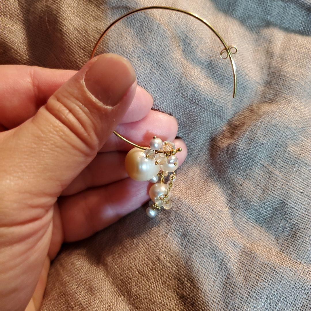 SWEETPEA スイートピーパール付きフープピアス(片耳用)2way最終価格❗