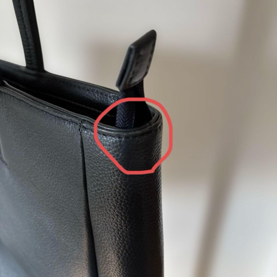 SHIPS レザートートバッグ A4収納可 ネイビー