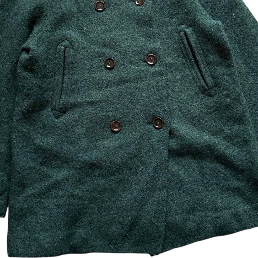 現行タグ 45r フロート縮絨のPコート ダブル ジャケット R刺繍 グリーン