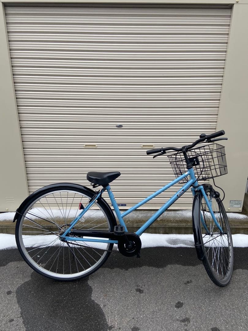 ブルーグレー シティサイクル 27インチ 前バスケット付き