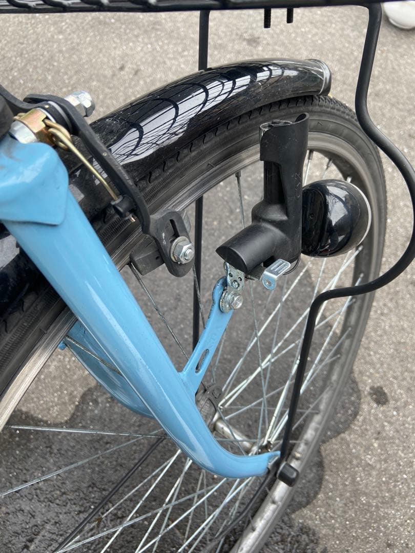 ブルーグレー シティサイクル 27インチ 前バスケット付き