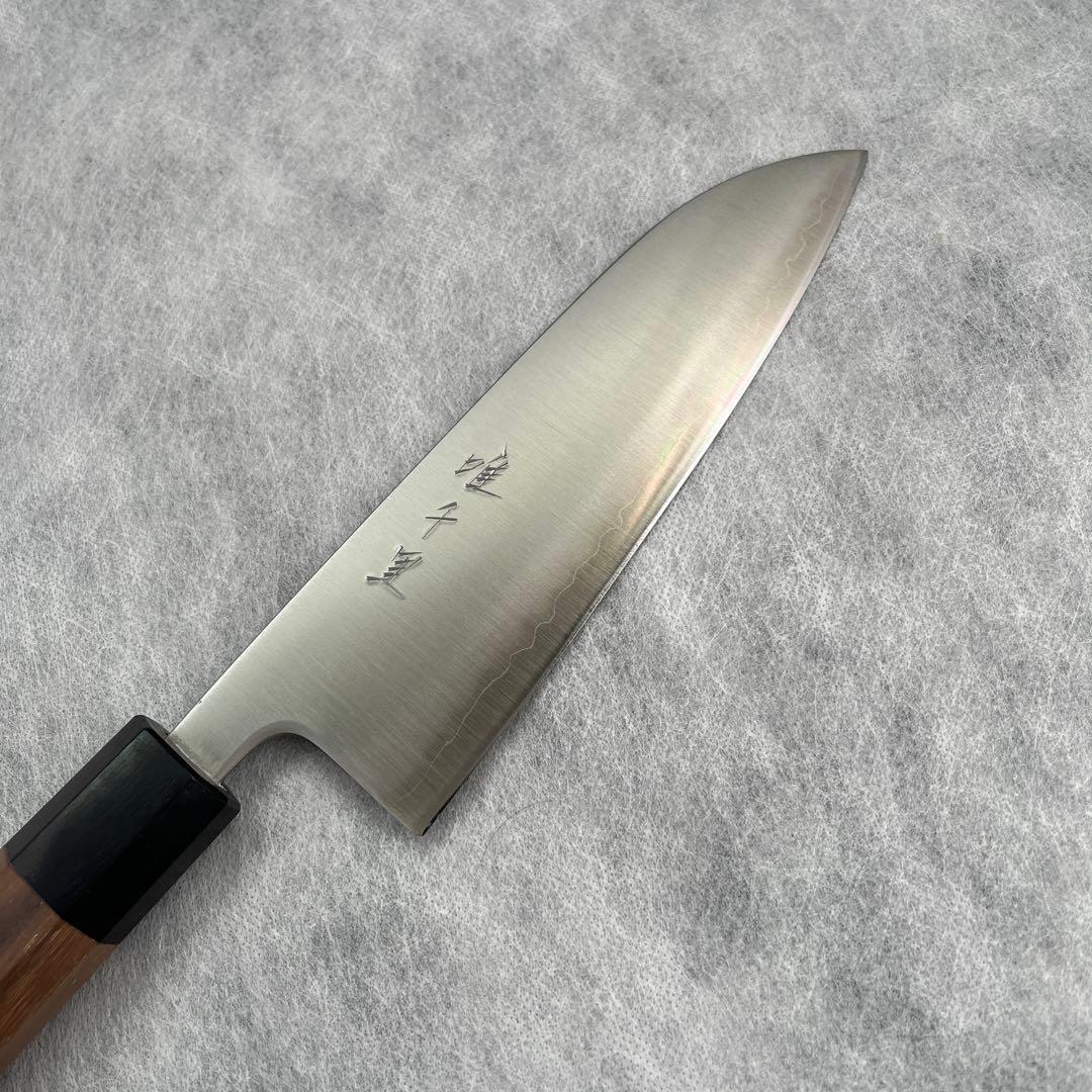 唯千里オリジナル 《青紙スーパー》三徳 160 mm【ウォールナット八角柄】