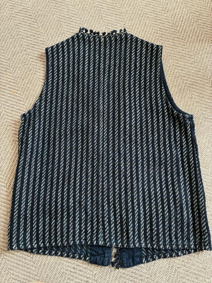 KAPITALのIDGリネン コンチョ フリンジ ストライプ ベスト