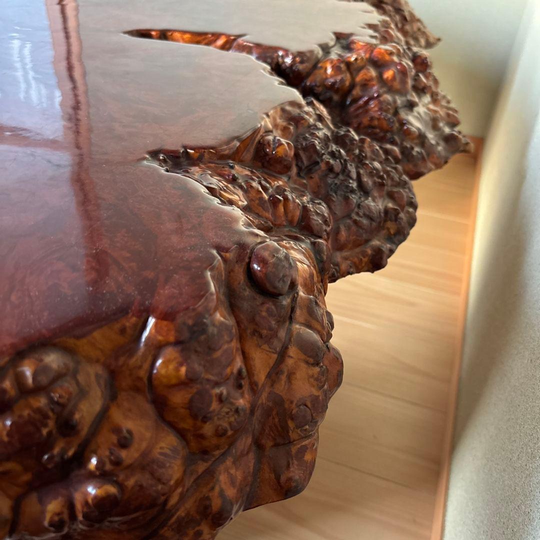 希少　花梨一枚板座卓　テーブル　瘤杢　光沢座卓　高級テーブル　アンティーク