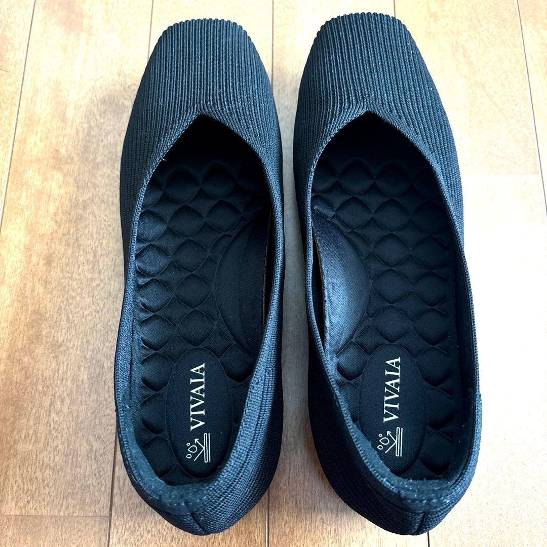 【美品】VIVAIA スクエアトゥパンプス 黒 38.5/24.5cm