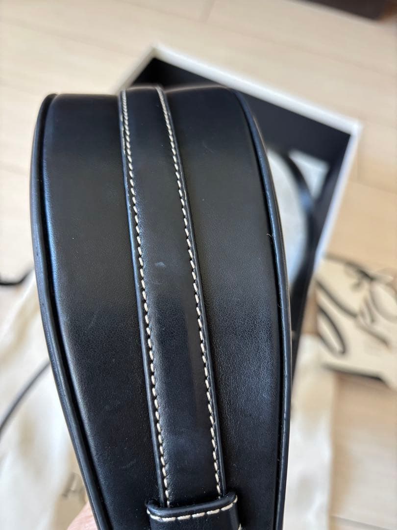 POLENE ブラック レザー ショルダーバッグ