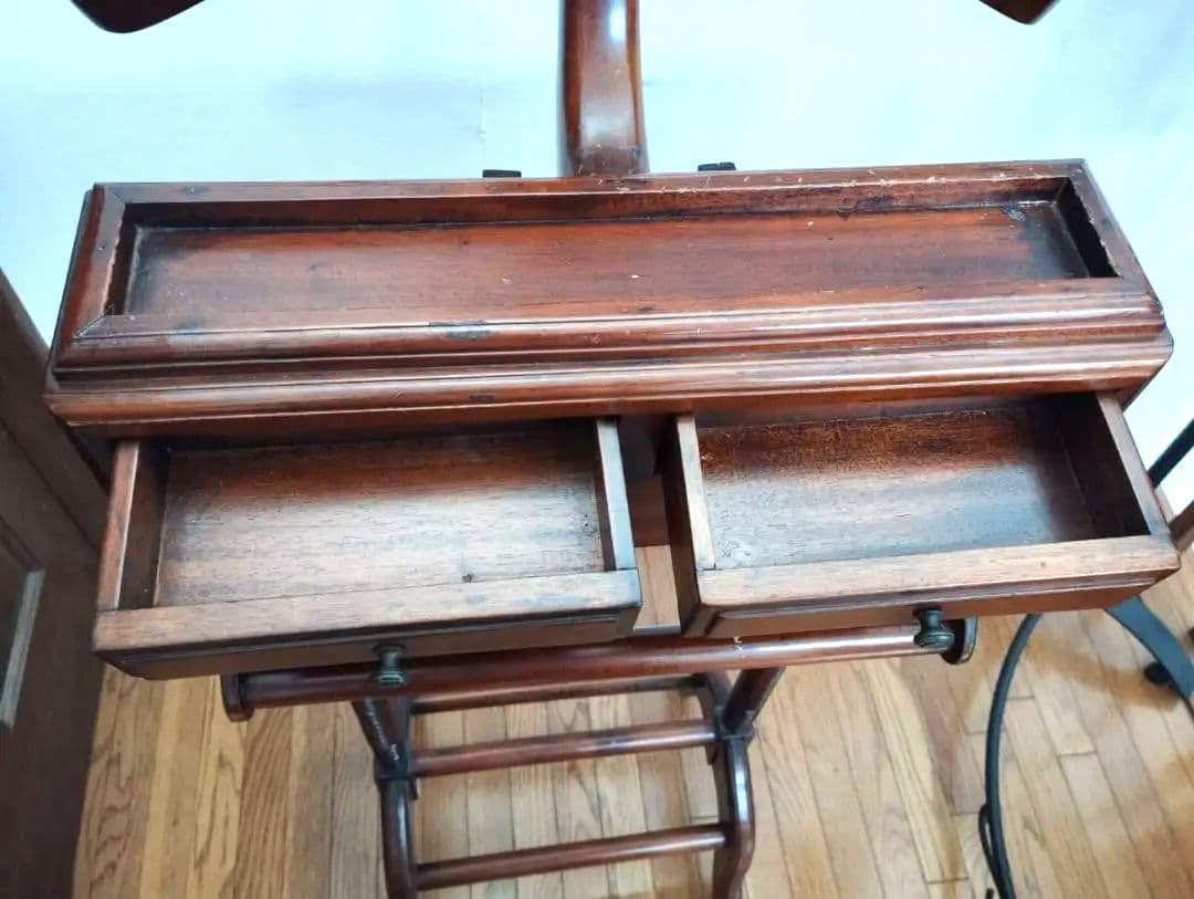 アンティーク調 マホガニー無垢 スーツハンガーラック