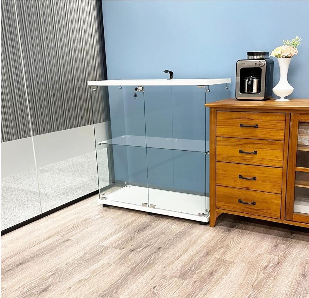 【新品】2段ワイド白｜ガラスコレクションケース｜大人のフィギュア棚 ショーケース