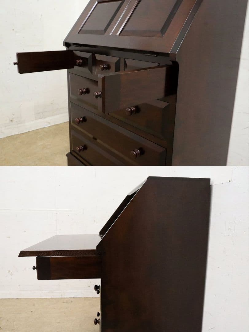 achibana【松本民芸家具】T型 ライティングビューローデスク机