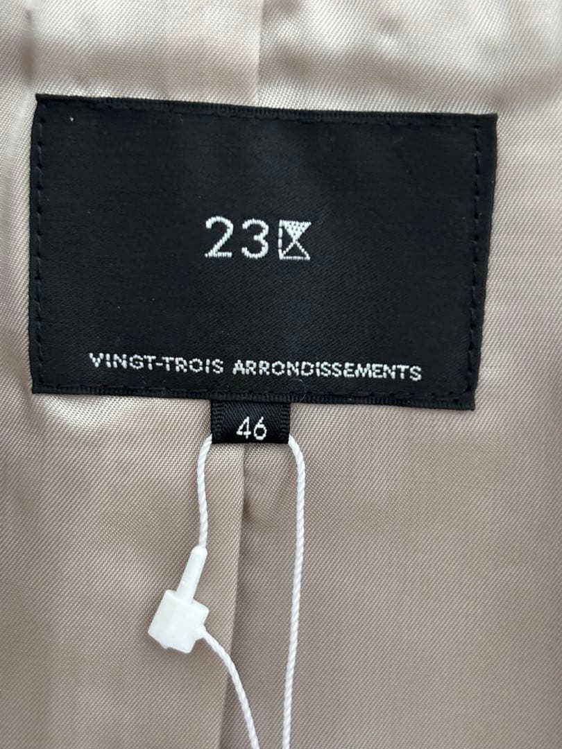 新品　23区　ラムレザー ノーカラー ブルゾン　グレージュ　46