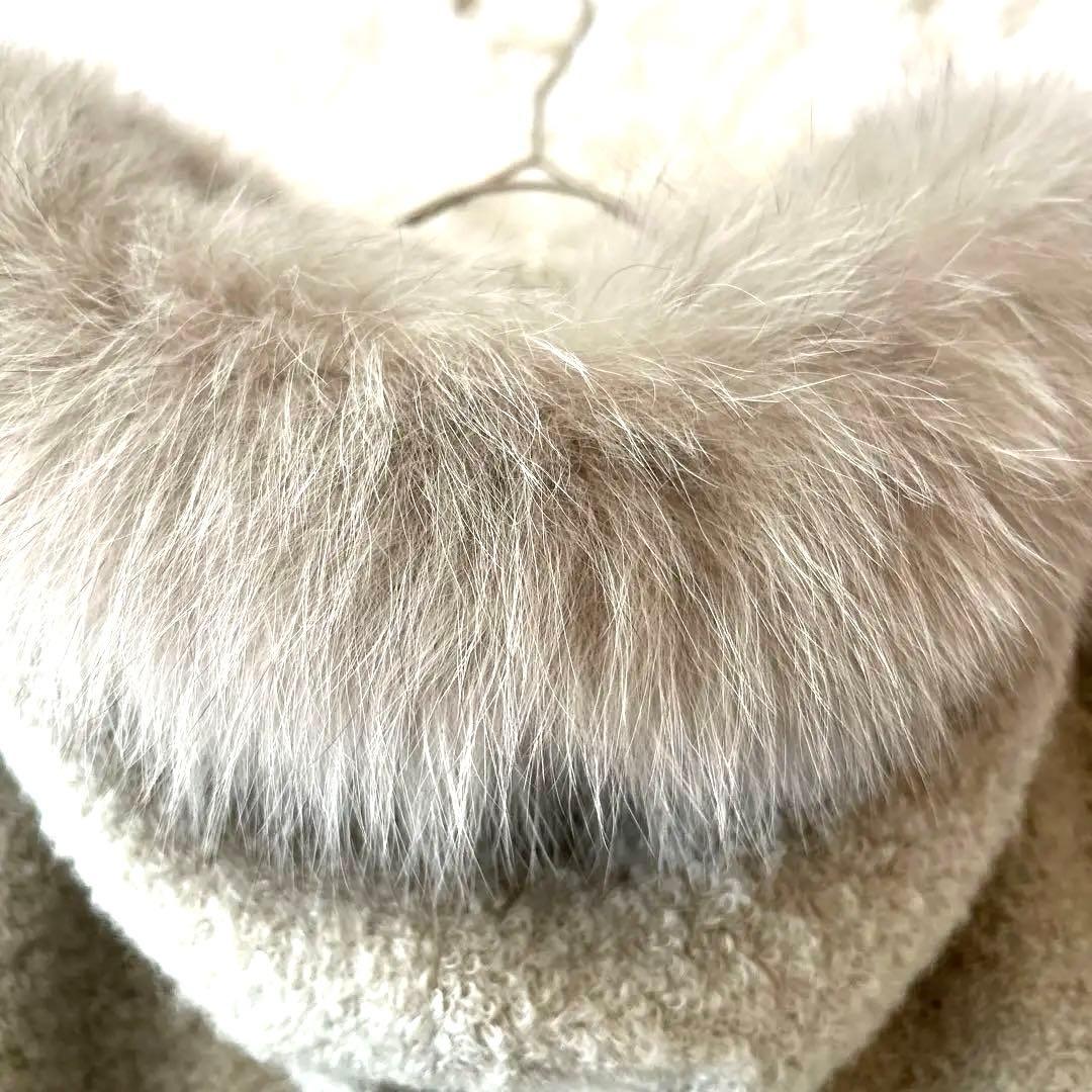 【美品】グレースコンチネンタル ホックスファ フード付きポンチョ グレーベージュ