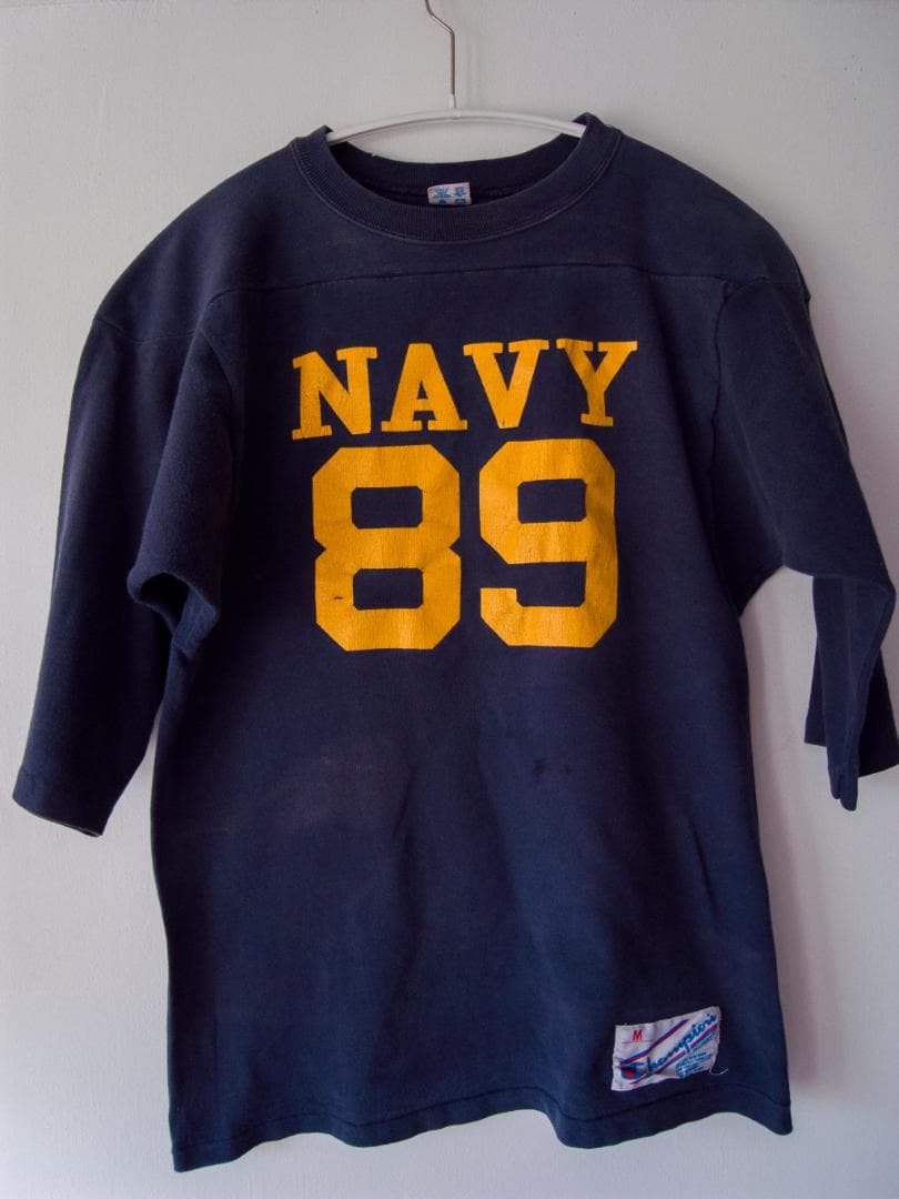 Champion NAVY 七分袖 フットボールT チャンピオン USA製