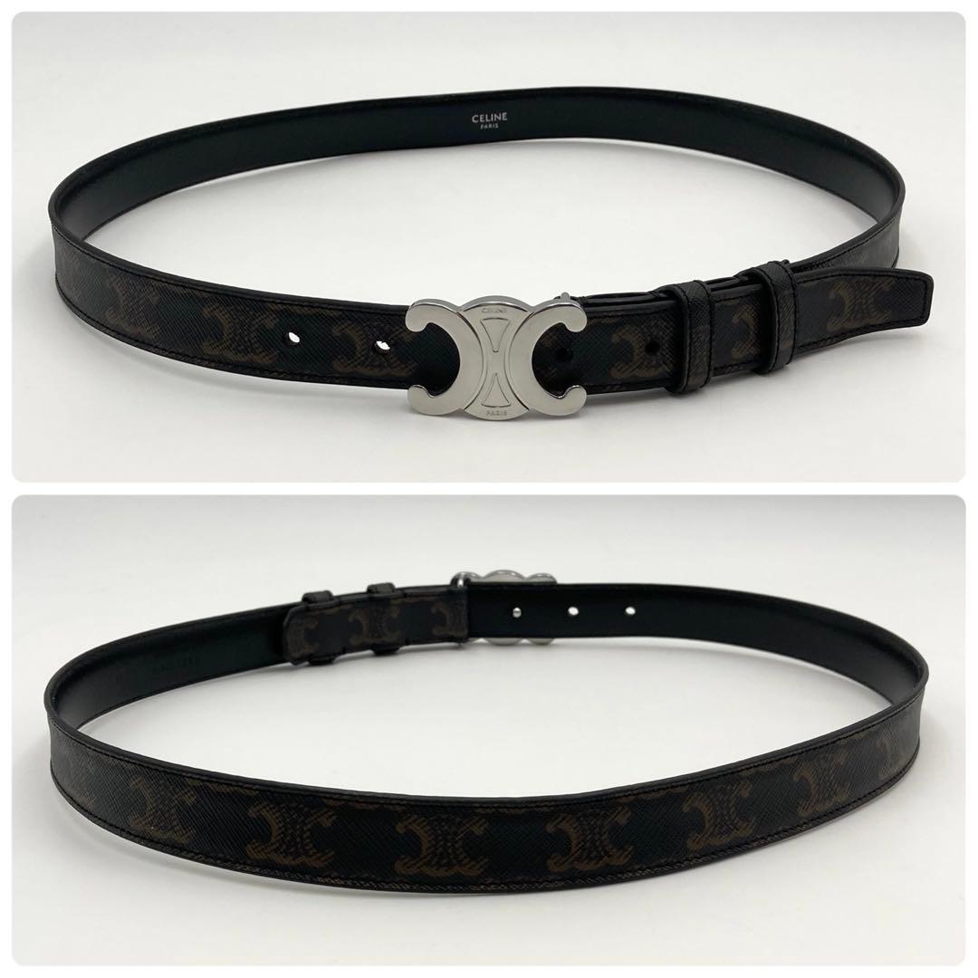 美品✨ CELINE トリオンフ ベルト 80 黒系 マカダム総柄 モノグラム