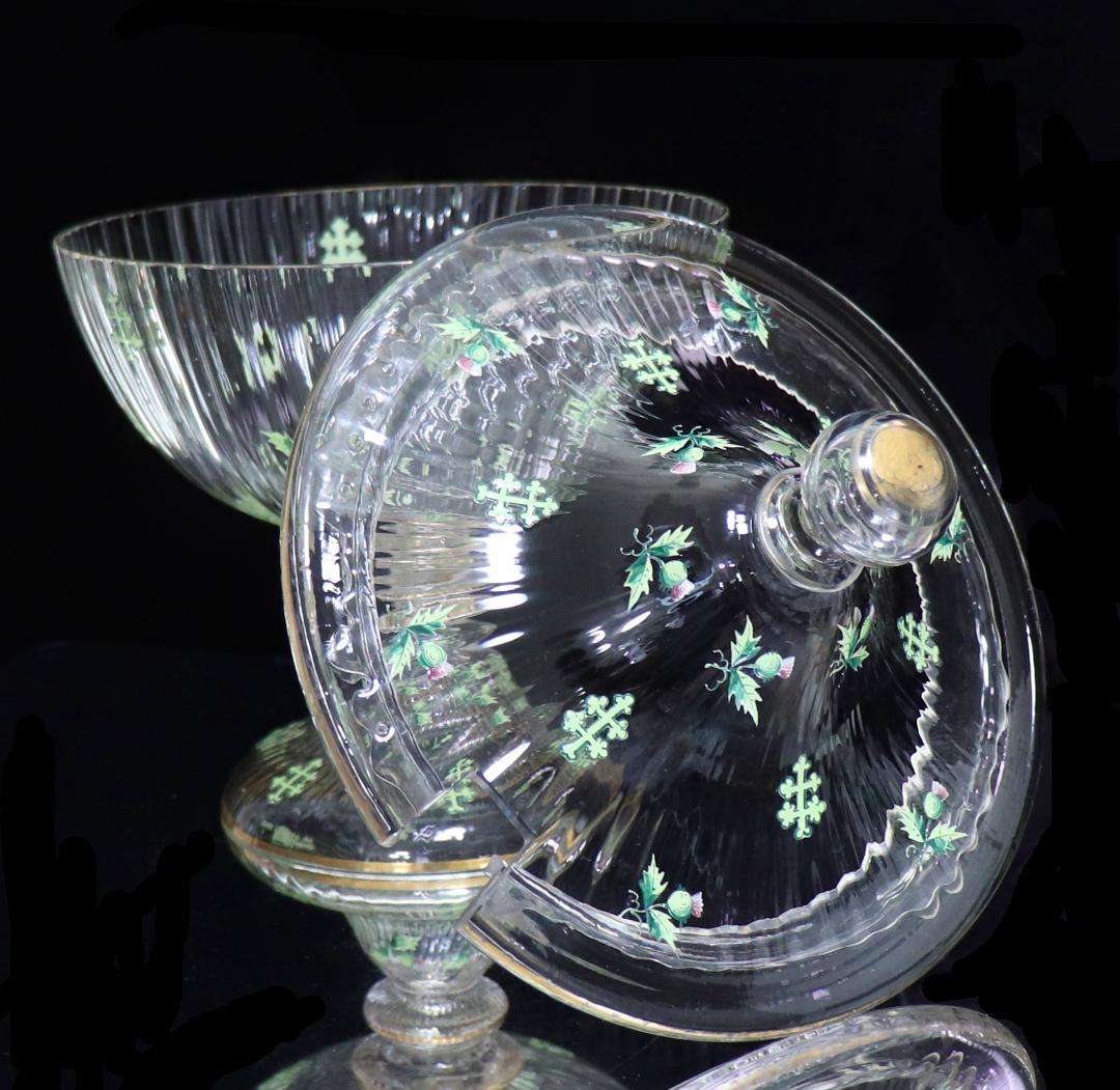 オールド・バカラ 稀少1880年頃金彩エナメルアザミ&ロレーヌ十字大型コンポート