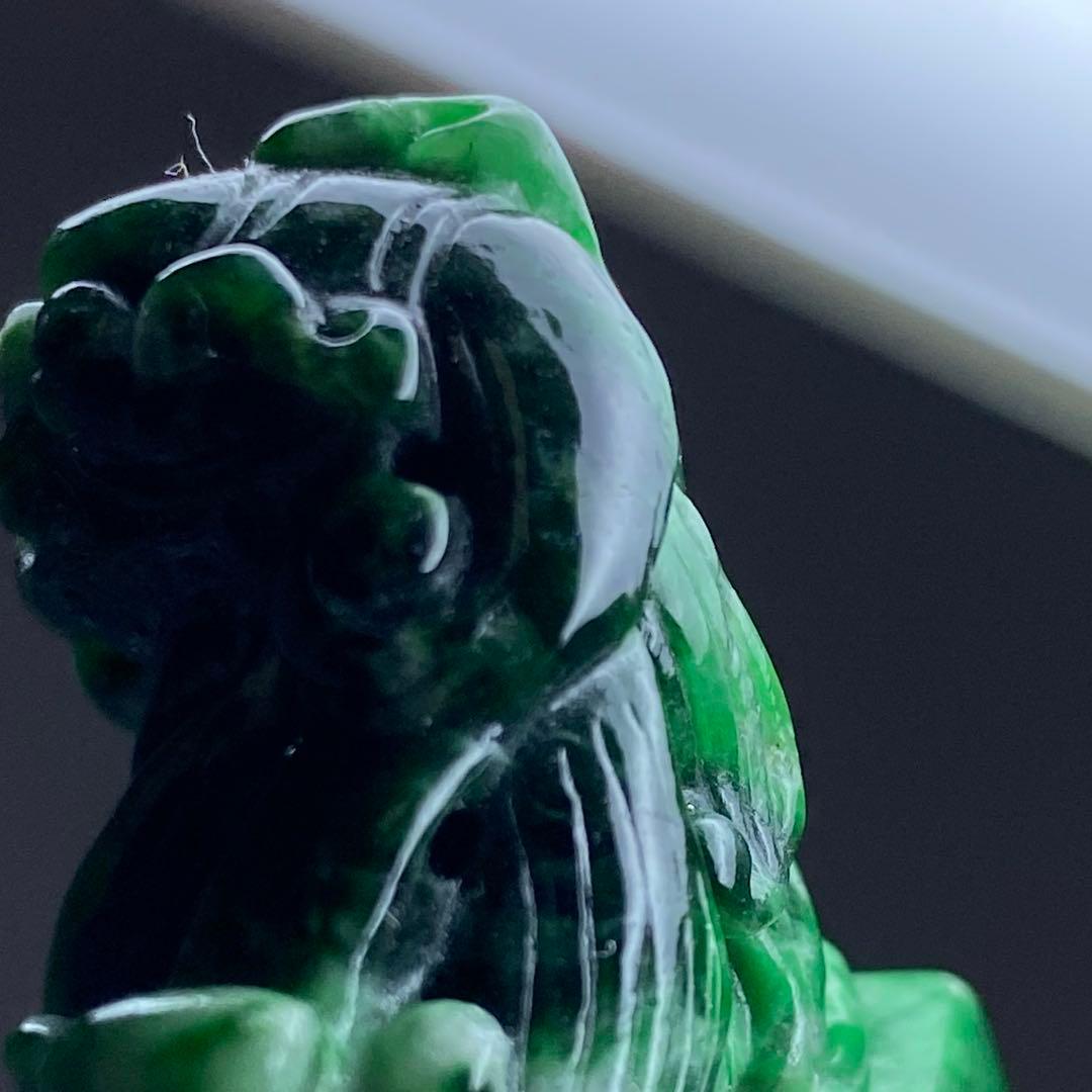 本翡翠　獅子印材一対　90g 東Y7-0212ア㉜タニチ