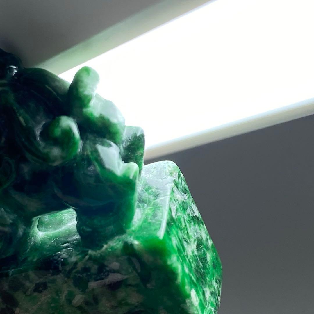 本翡翠　獅子印材一対　90g 東Y7-0212ア㉜タニチ