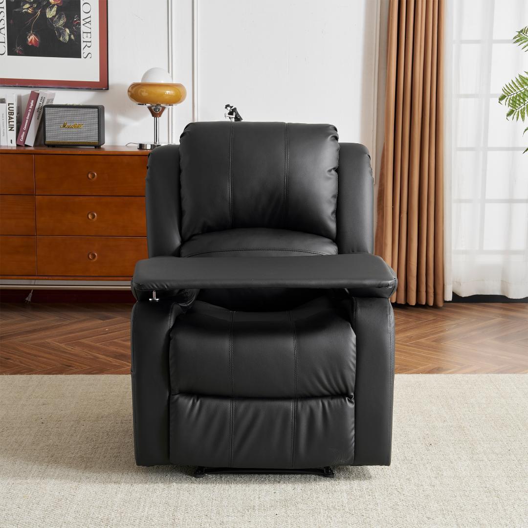 リクライニングチェア テーブル付き リクライニングソファ1人掛け電動【ブラック】
