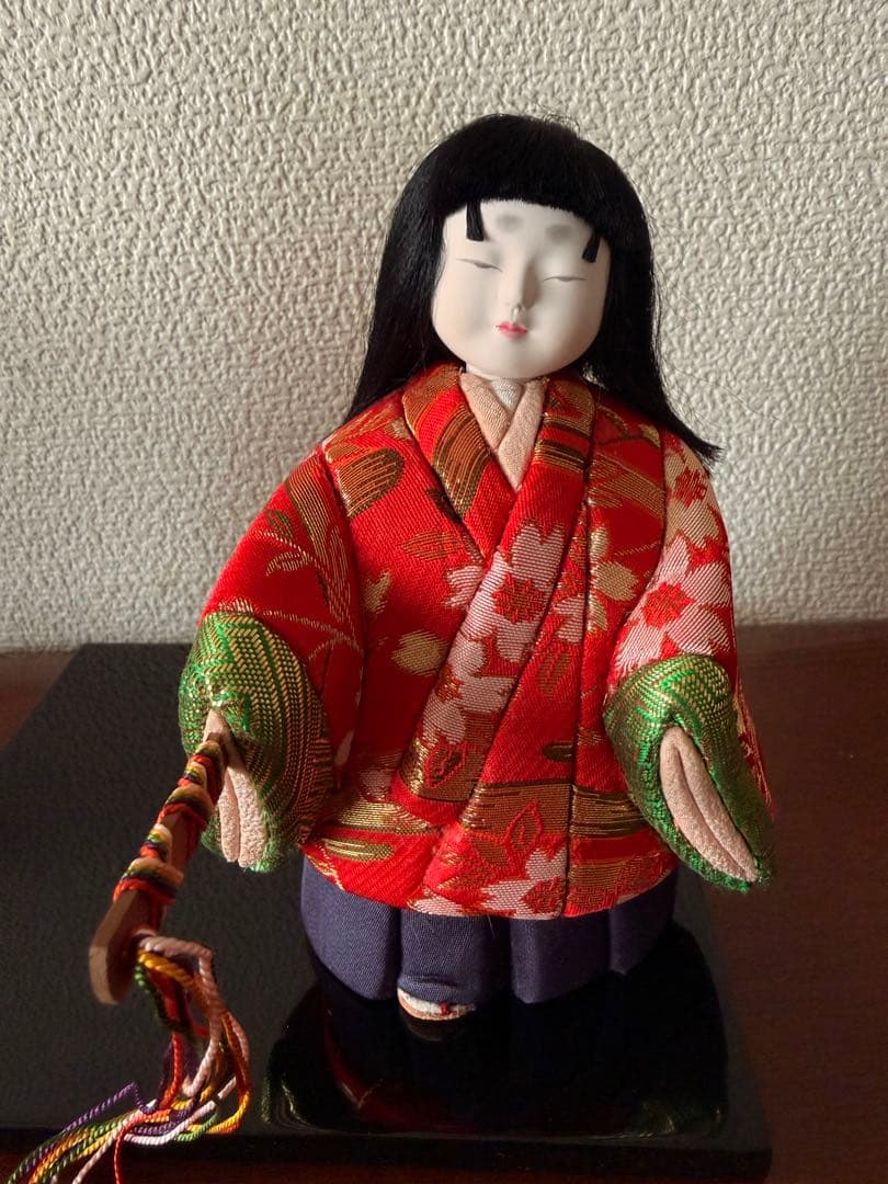 【未使用】木目込み　真多呂人形　雛人形　台座付き
