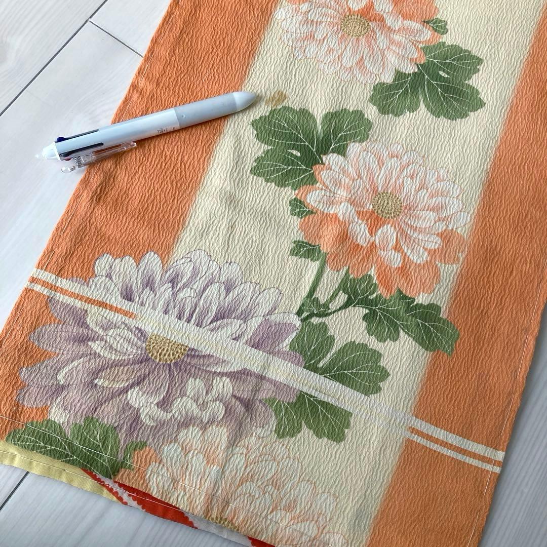 アンティーク京袋帯　しつけ糸付　刺繍の花模様　正絹　大正ロマン　N2-26