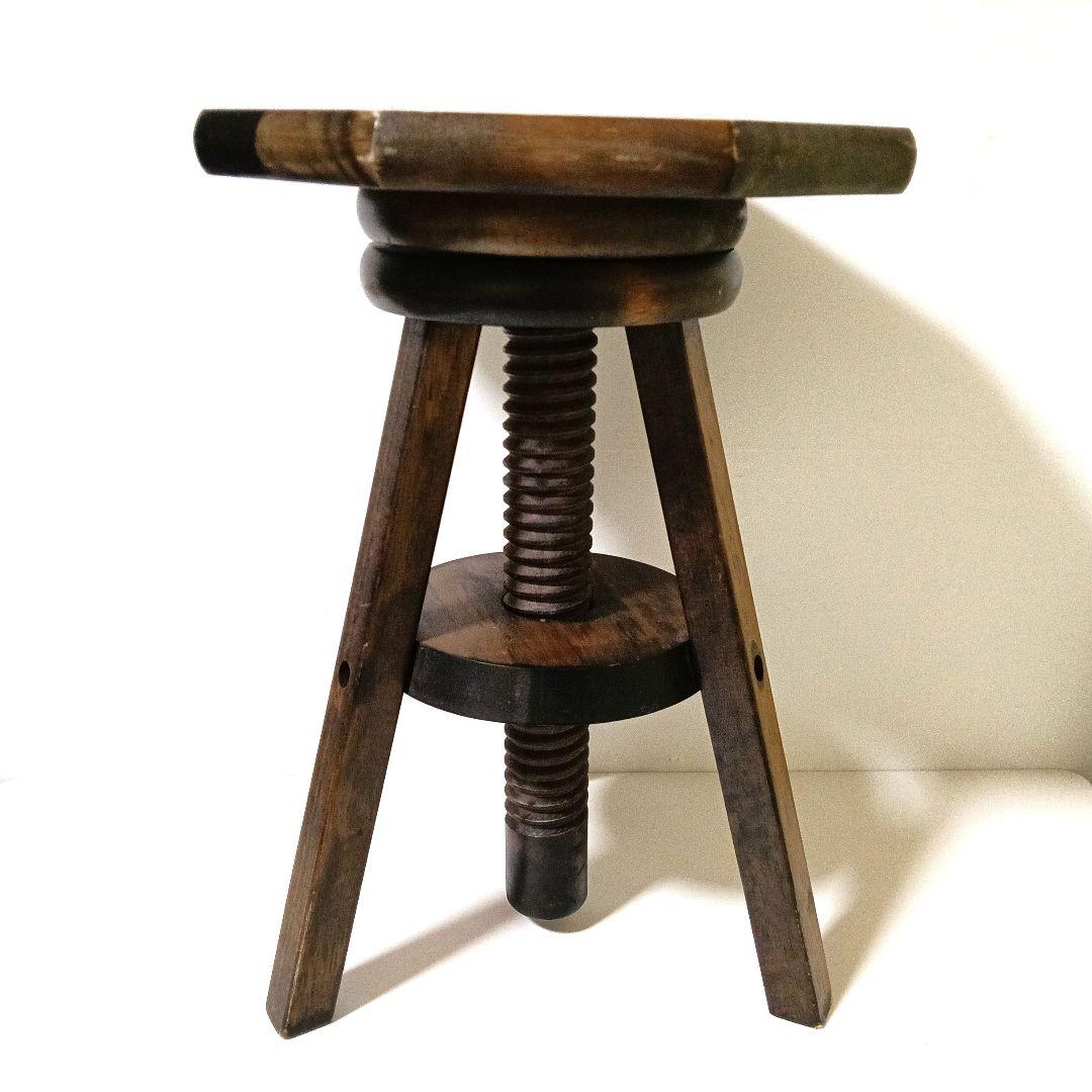 一点物 希少 ヴィンテージ 木製回転式スツール アトリエスツール オクタゴン